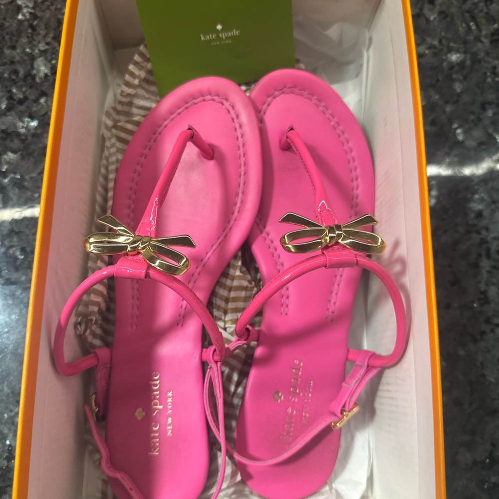Kate Spade Vibrant Pink Sandals with Gold Accents